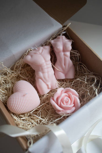 Body Shape Candle Gift Set – Heart, Rose & Couple Torso Candles