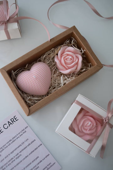Heart and Rose Vegan Soy Wax Candles – Set of 2