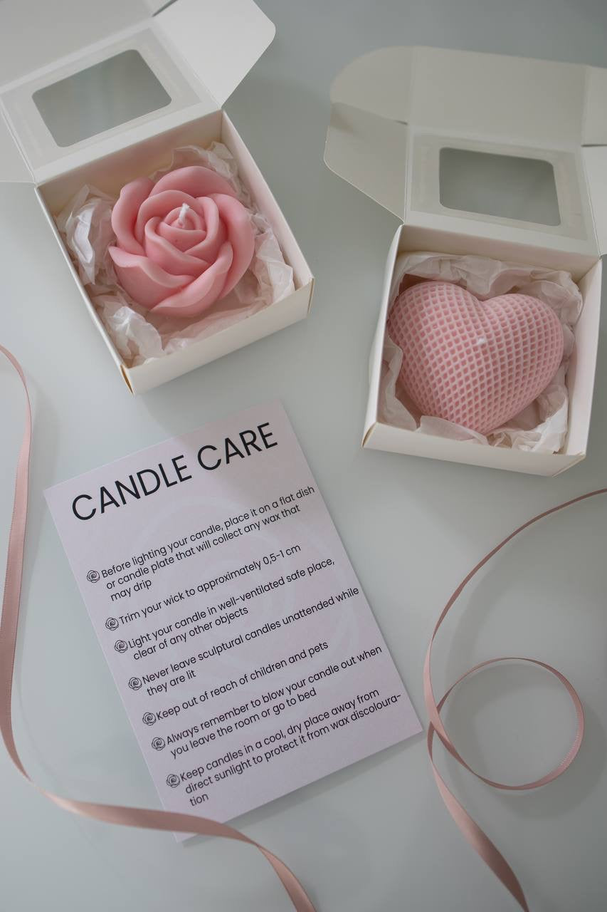 Heart and Rose Vegan Soy Wax Candles – Set of 2
