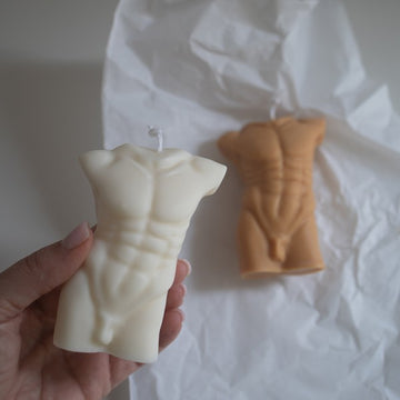 Male Torso Soy Wax Candle – Handmade Body Sculpture Candle for Home Decor & Gifts