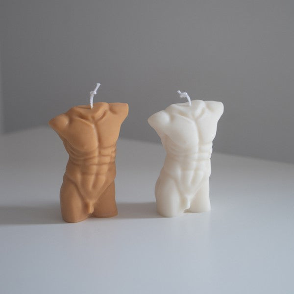 Male Torso Soy Wax Candle – Handmade Body Sculpture Candle for Home Decor & Gifts
