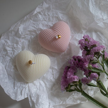 Textured Heart Soy Wax Candle – Romantic Gift, Wedding Favor