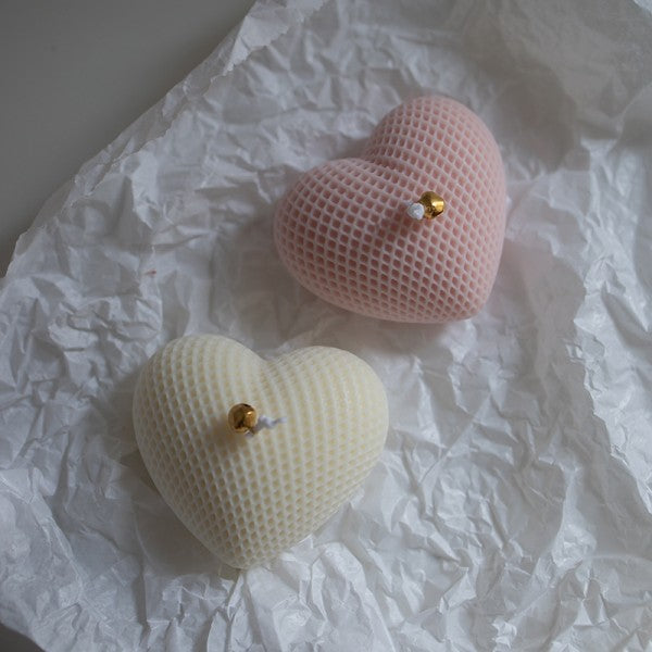 Textured Heart Soy Wax Candle – Romantic Gift, Wedding Favor