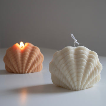Handmade Seashell Soy Wax Candle – Coastal Beach Decor | Vegan & Eco-Friendly
