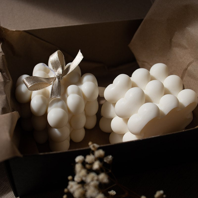 Bubble Cube Soy Candle – Minimalist White